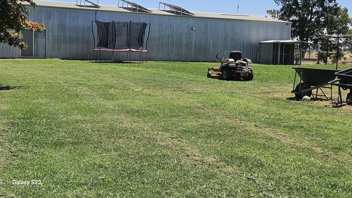 Ride-on mowing large vacant block Shepparton